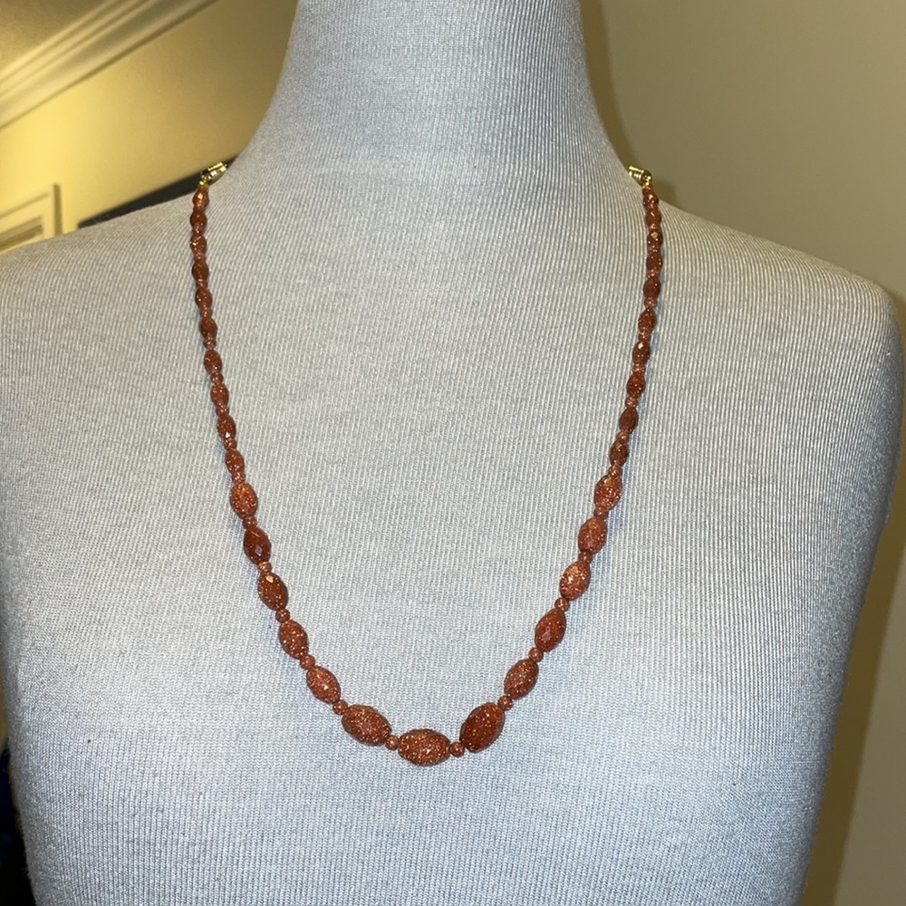 J692 Vintage Goldstone Necklace/Bracelet Set